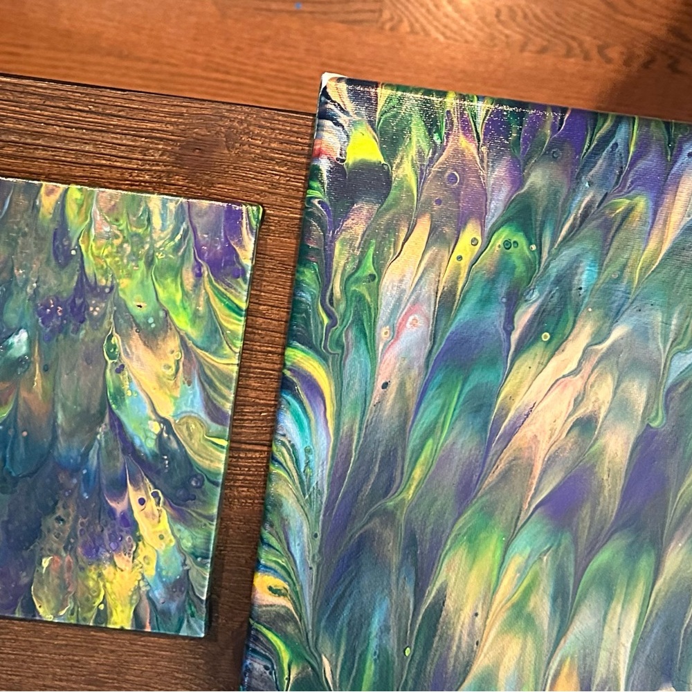 Hand crafted original multicolor acrylic on canvas set of three paintings - Picture 8 of 15